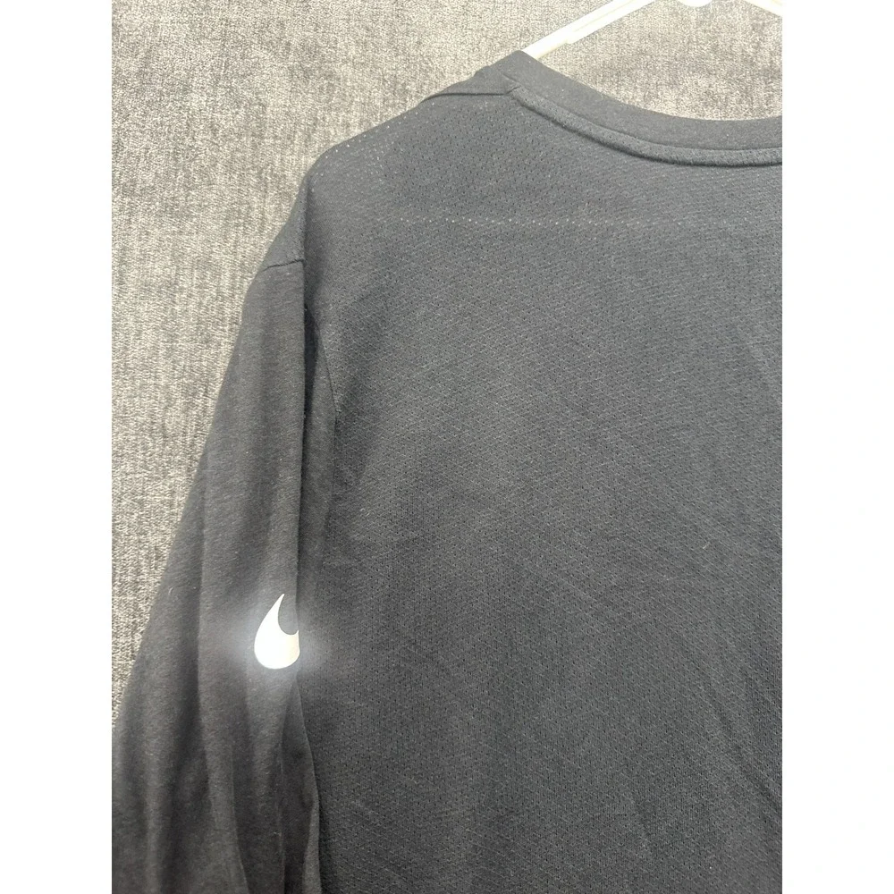 Nike Dri-Fit Basketball T-Shirt Mens 2XL Black‎ Swoosh Logo Long Sleeve Athletic